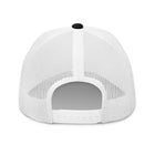 Embroidered Trucker Snapback Cap white back view with strap