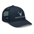 Embroidered Trucker Snapback Cap navy view of front and side