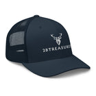 Embroidered Trucker Snapback Cap navy view of front and side