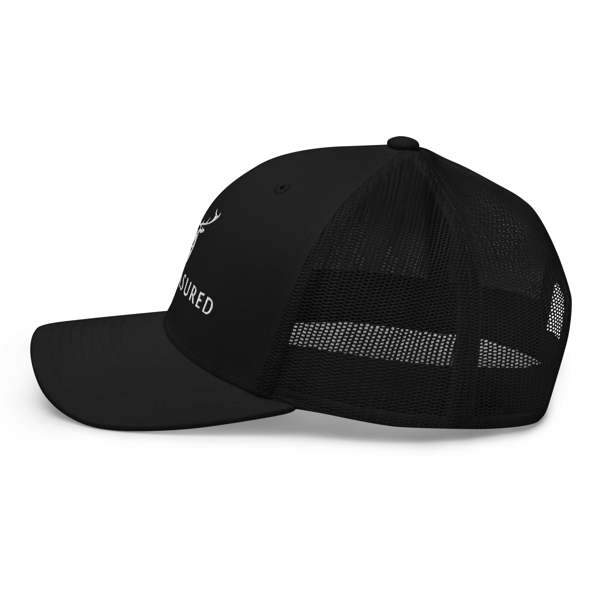 Embroidered Trucker Snapback Cap black side view