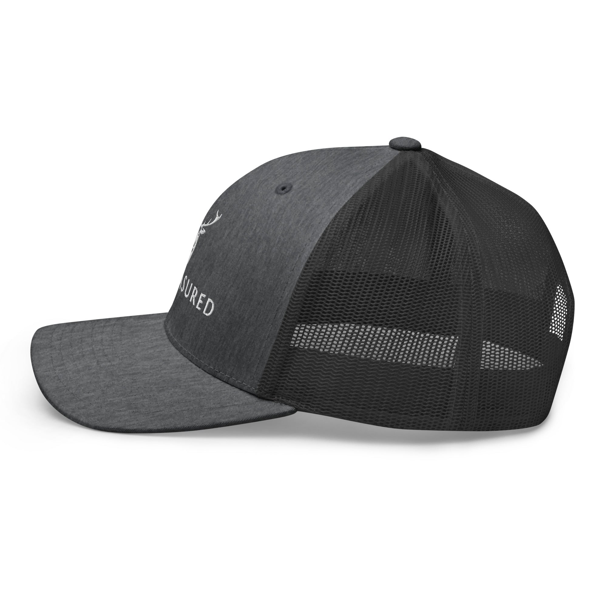 Embroidered Trucker Snapback Cap dark Heather side view