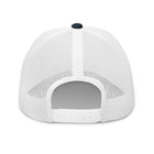 Embroidered Trucker Snapback Cap back view of mesh and strap