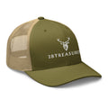 Embroidered Trucker Snapback Cap moss green front side view