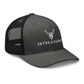 Embroidered Trucker Snapback Cap Charcoal front view