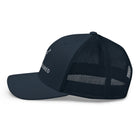 Embroidered Trucker Snapback Cap navy side view