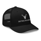 Embroidered Trucker Snapback Cap black front view