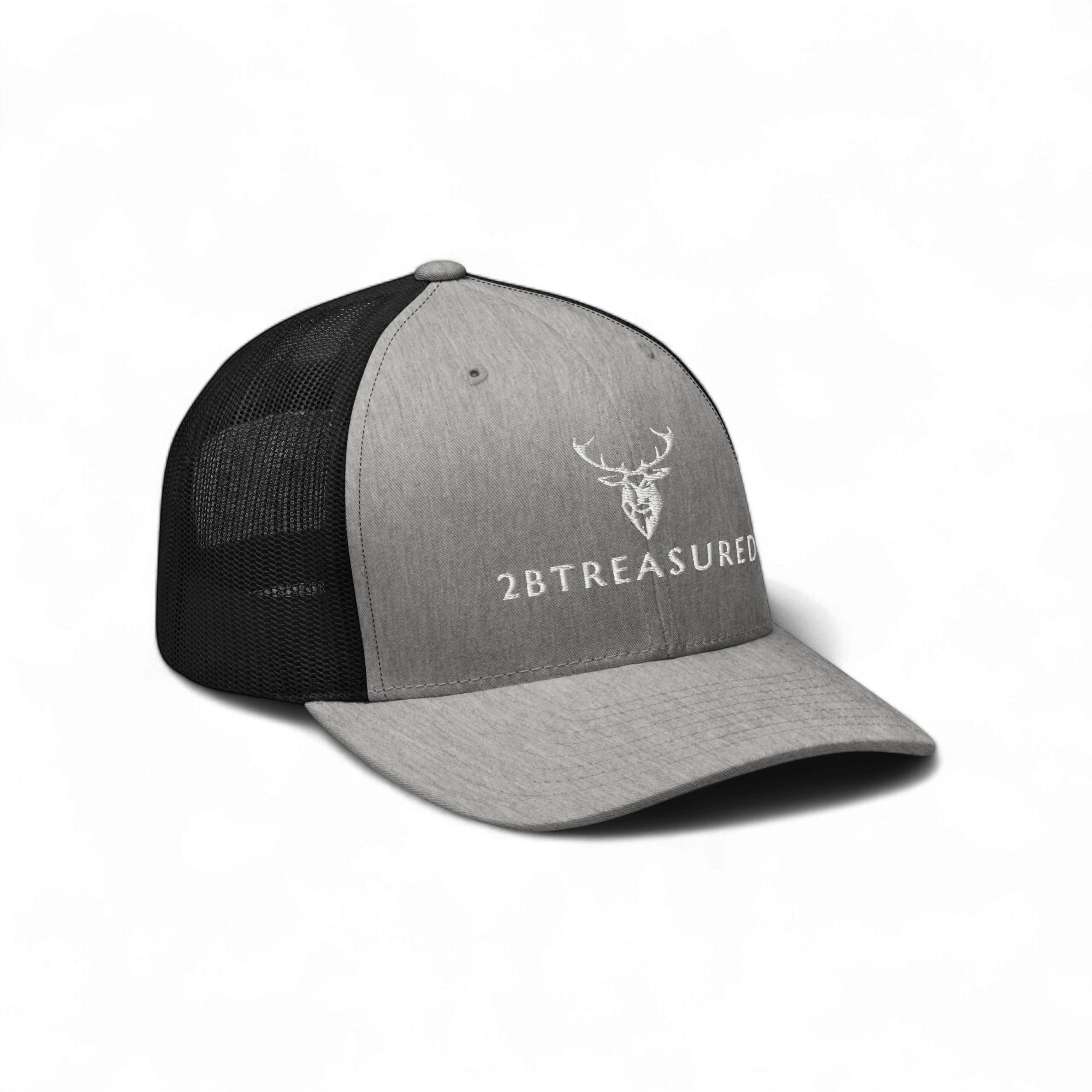 Embroidered Trucker Snapback Cap grey black from 2BTreasured