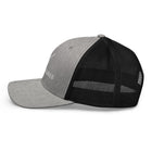 Embroidered Trucker Snapback Cap heather and black side view