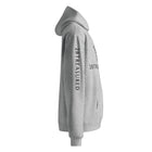 Oversized Cotton Hoodie, Athletic Heather side view of sleeve branding