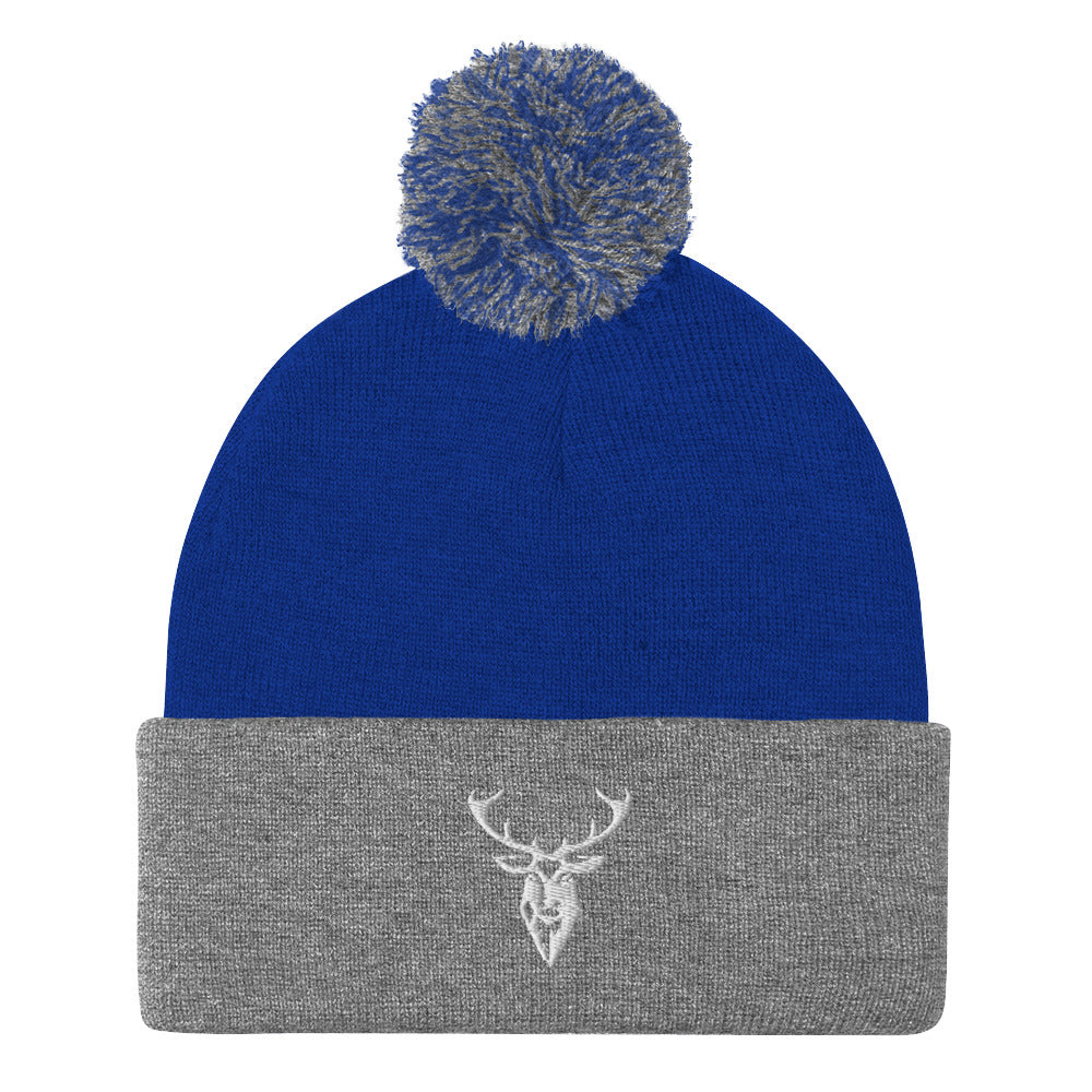 Embroidered Pom Pom Classic Knit Beanie