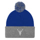 Embroidered Pom Pom Classic Knit Beanie