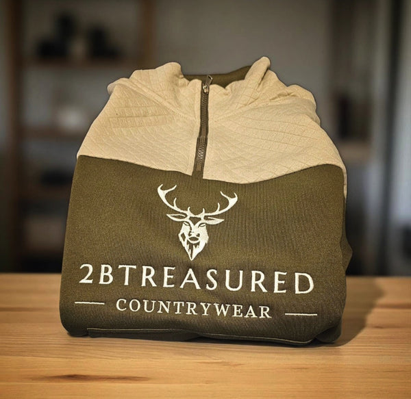 Embroidered Stagmoor Quarter Zip - Country Green