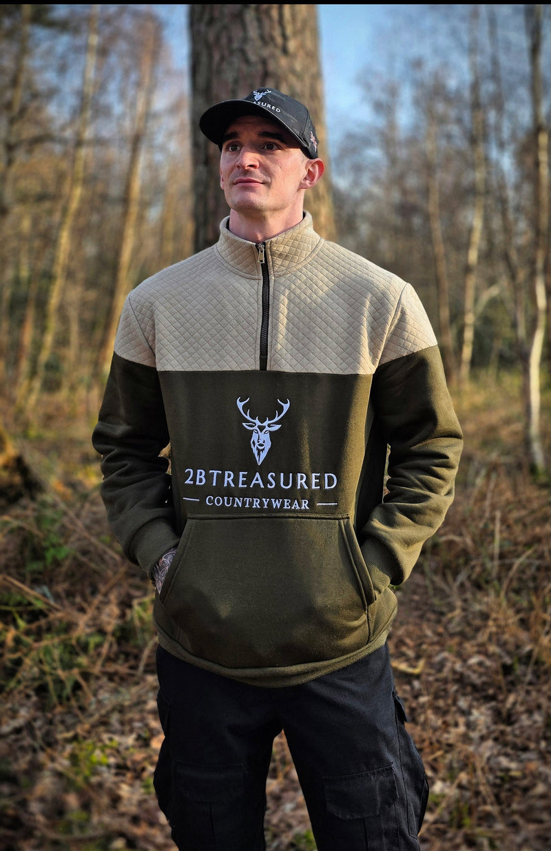 Embroidered Stagmoor Quarter Zip - Country Green