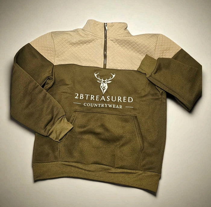 Embroidered Stagmoor Quarter Zip - Country Green