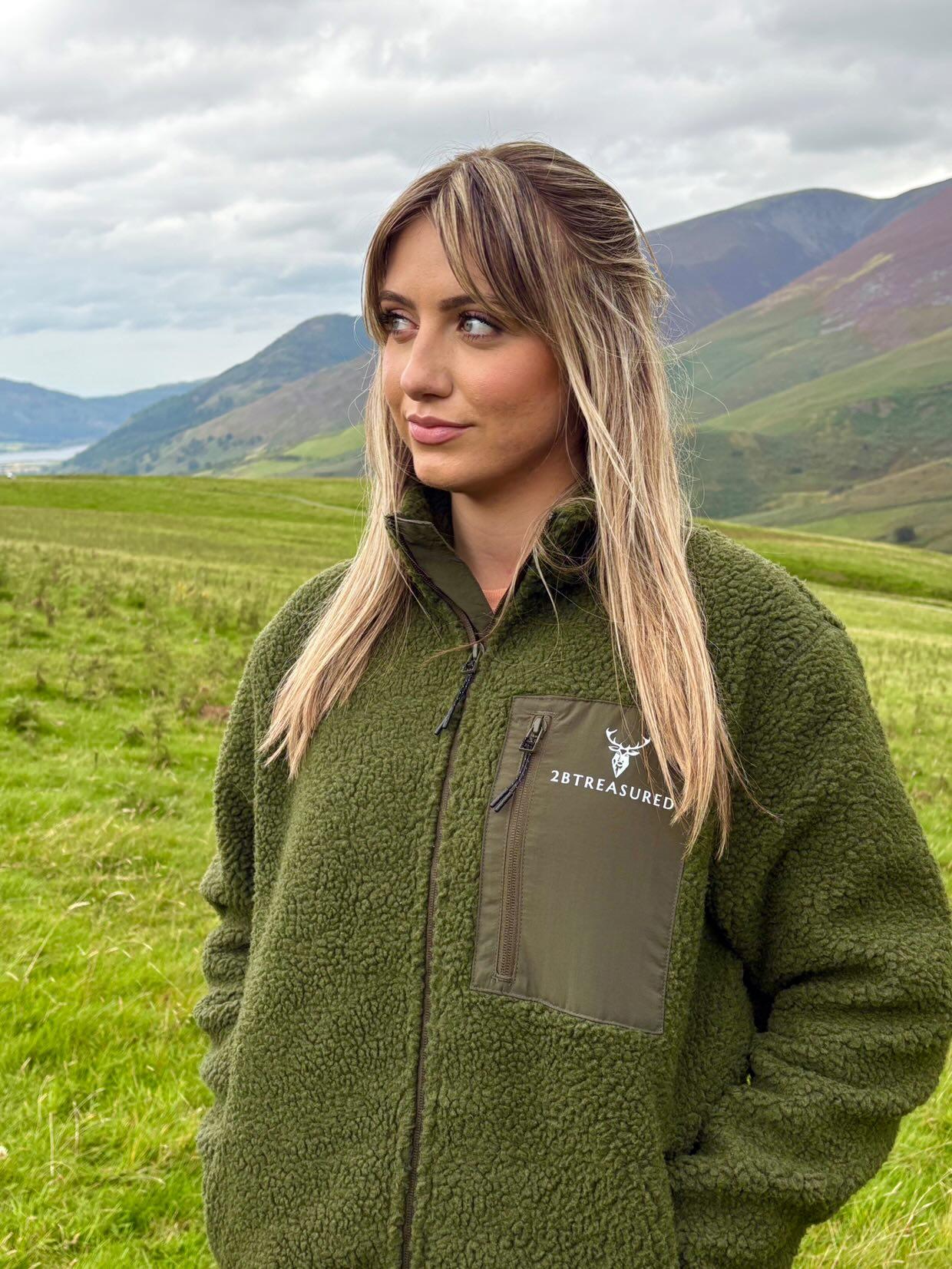 Snowdon Sherpa Fleece worn by female model in the countryside front view