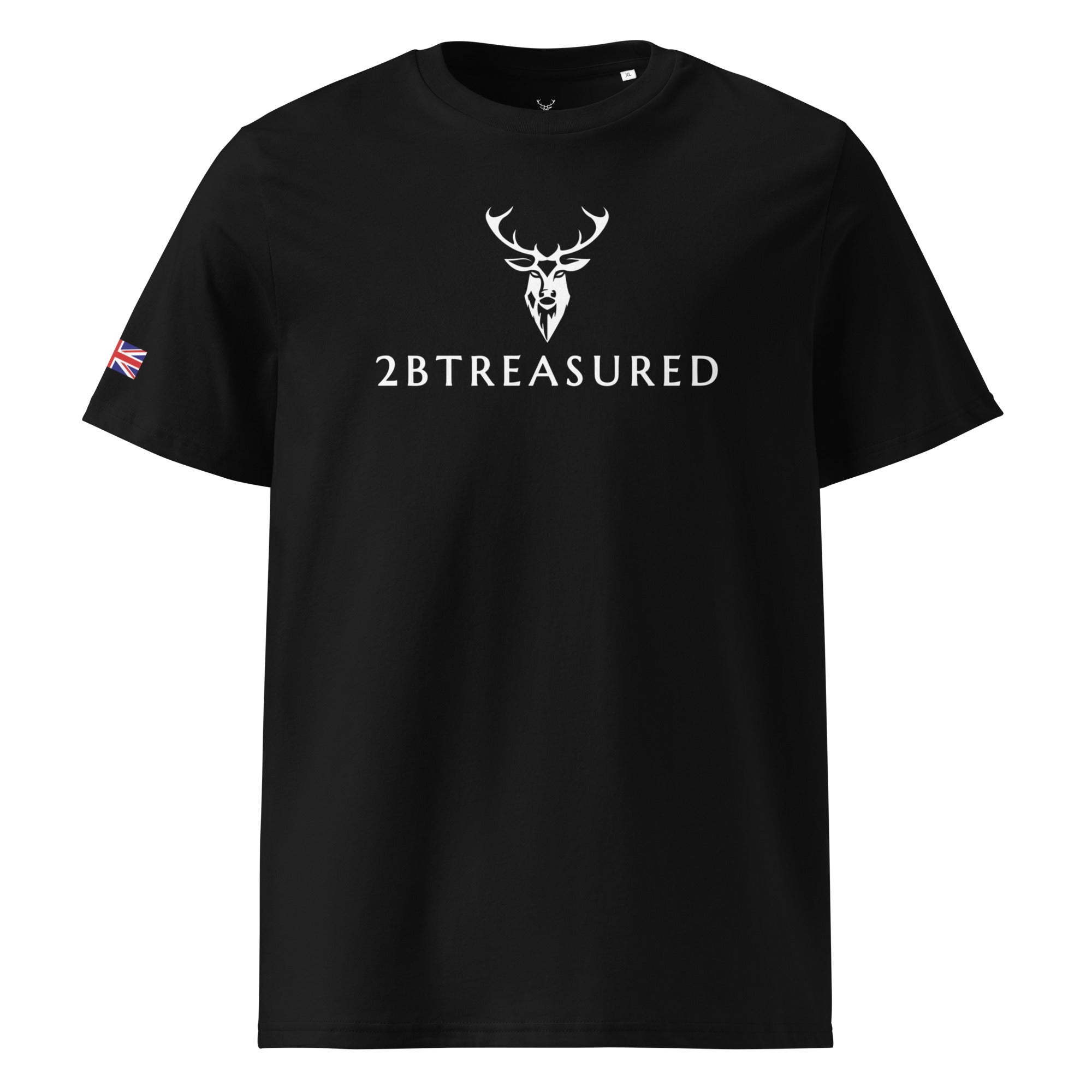 Black thistle Tshirt with British Flag front view from 2BTreasured