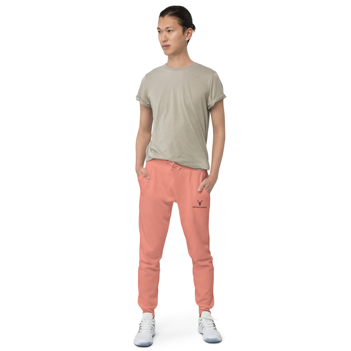 Embroidered Mens Cotton Fleece Joggers