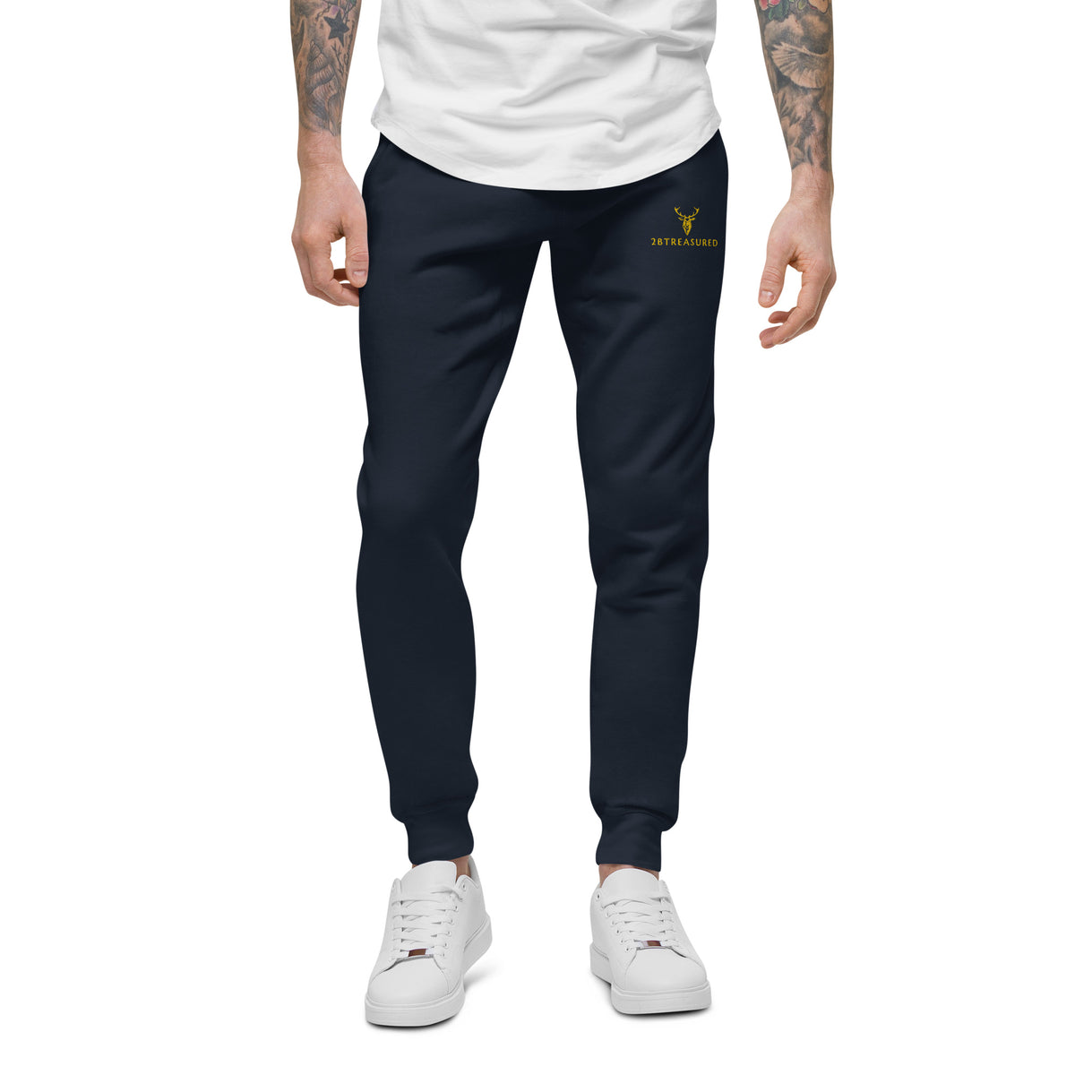 Embroidered GB Mens Cotton Fleece Joggers