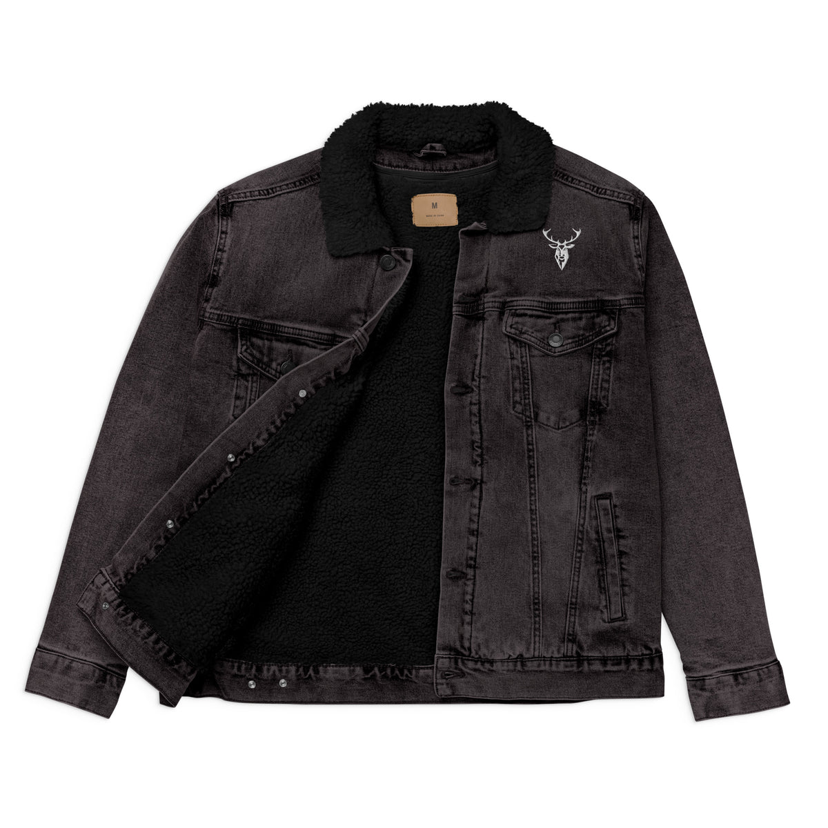 Embroidered Premium Denim Sherpa Jacket