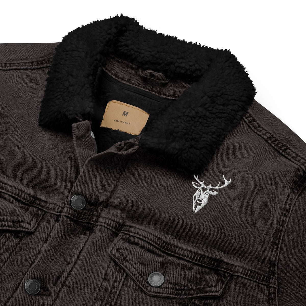 Embroidered Premium Denim Sherpa Jacket