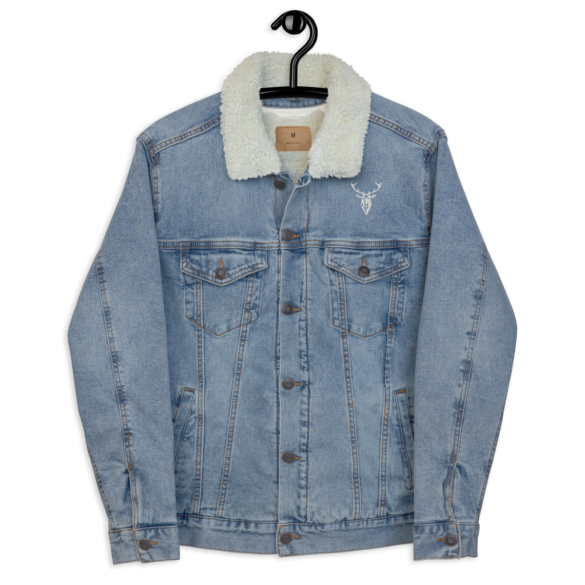 Embroidered Premium Denim Sherpa Jacket