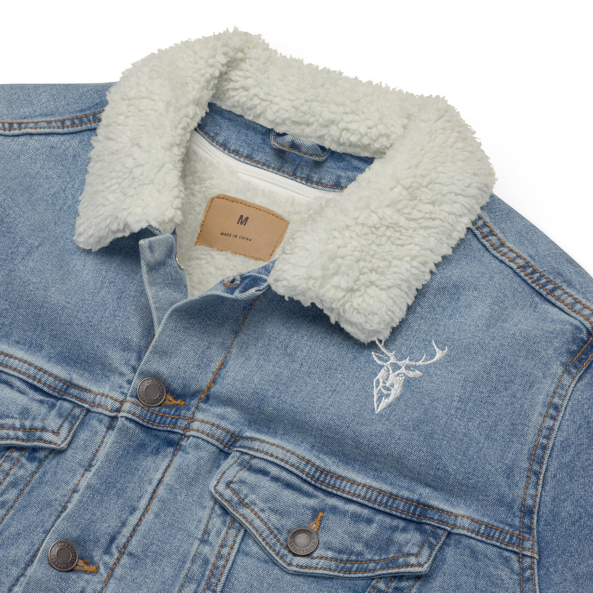 Embroidered Premium Denim Sherpa Jacket