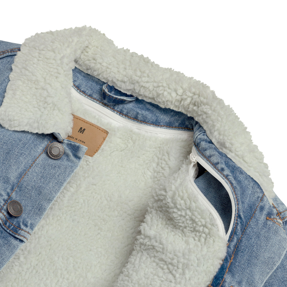 Embroidered Premium Denim Sherpa Jacket